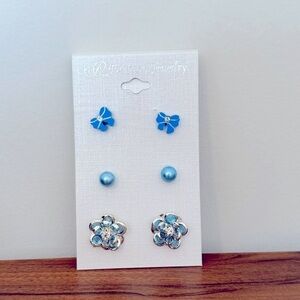 3 Piece Earring Set - Flowers - Bows - Studs